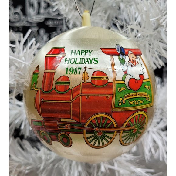 Other - Vintage 1987 Santa North Pole Railroad Satin Ball Christmas Ornament